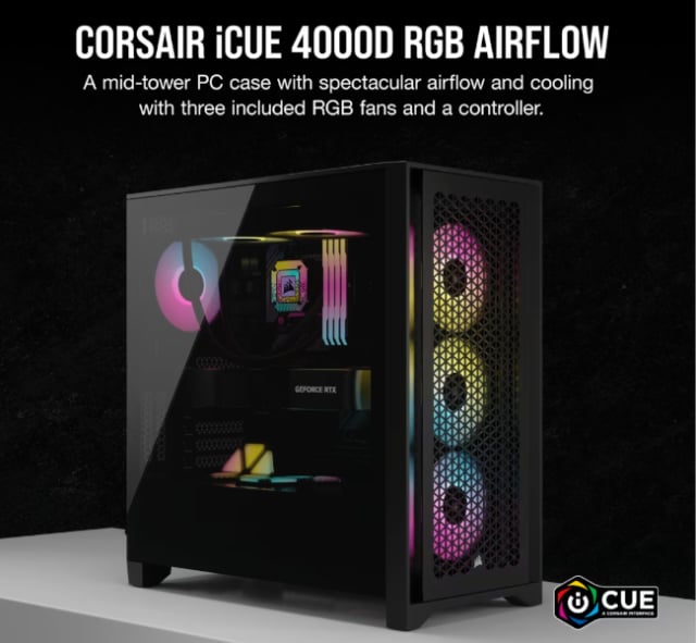 Corsair iCUE 4000D RGB AirFlow Mid Tower ATX - Gaming PC Component | High Performance Hardware