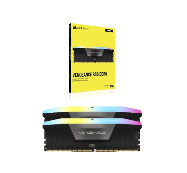 CORSAIR VENGEANCE® RGB 96GB (2x48GB) DDR5 DRAM 7200MT/s CL40 Memory Kit — Black - Gaming PC Component | High Performance Hardware