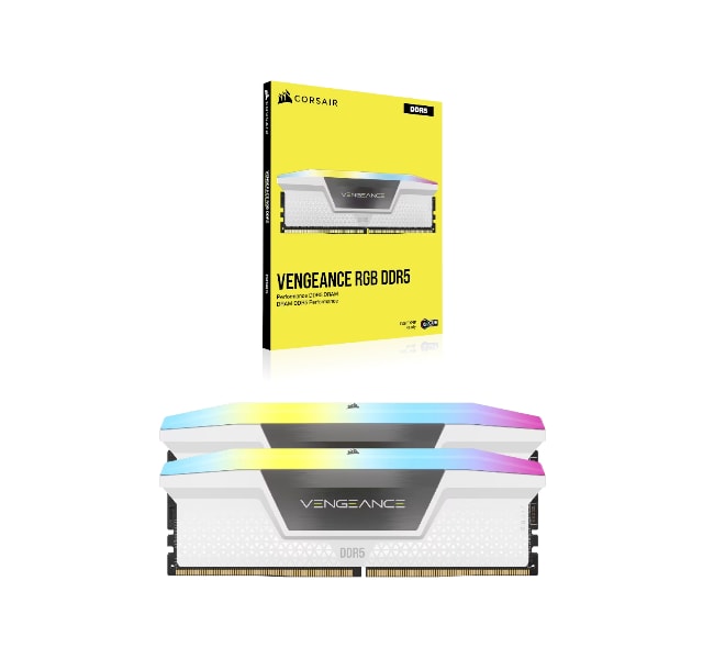 VENGEANCE® RGB 32GB (2x16GB) DDR5 DRAM 6000MT/s CL40 Memory Kit — White
