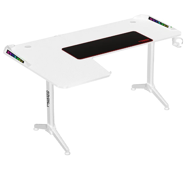 Twisted Minds WARRIOR L Shaped Gaming Desk RGB Left White